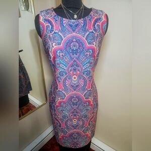 Tommy Hilfiger Pink and Blue Sheath Mini Dress